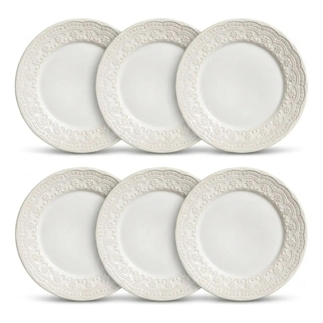 Kit 6 Pratos Jantar Raso Madeleine 2ª Melora Home