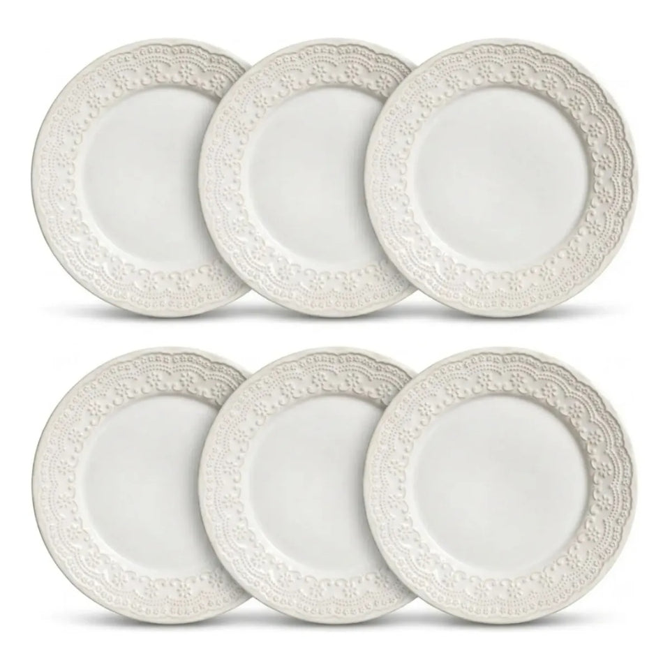 Kit 6 Pratos Jantar Raso Madeleine 2ª Melora Home