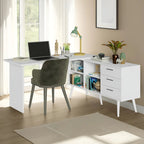 Escrivaninha Mesa De Estudos Canto 3 Gavetas Lisboa Melora Home B Cor Branco
