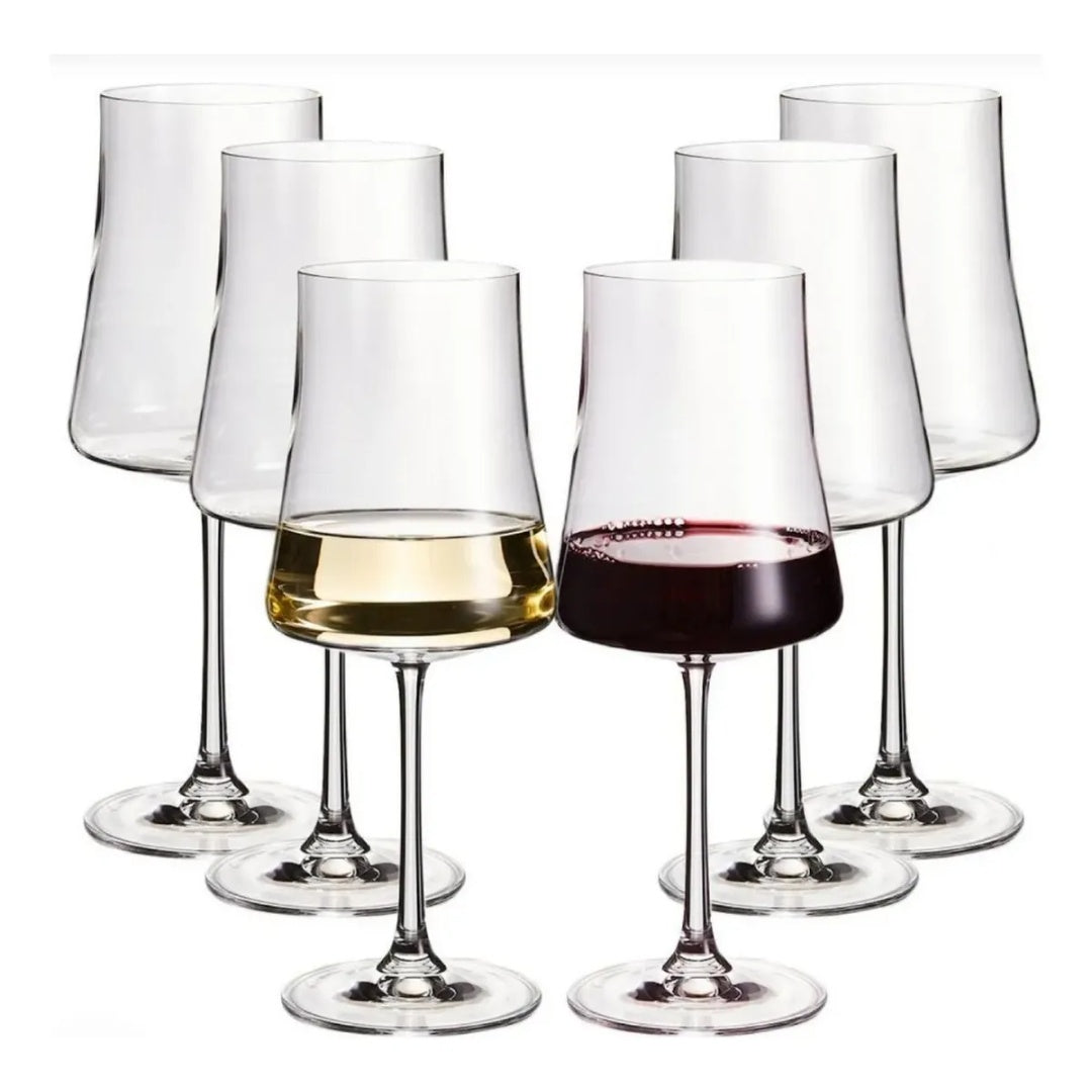 Jogo 6 Taças De Vinho Cristal Melora Home 360ml Designer Elegante