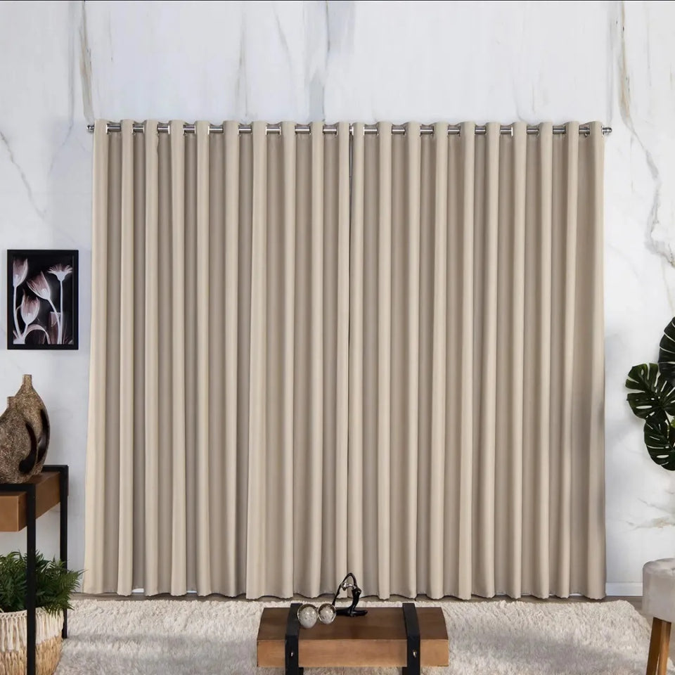 Cortina De Luxo Blackout Premium 4,00 X 2,30 Porta De Vidro Cor Palha