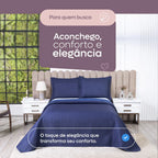Kit Colcha Cobre Leito Casal Queen 3 Pçs Dupla Face 200 Fios