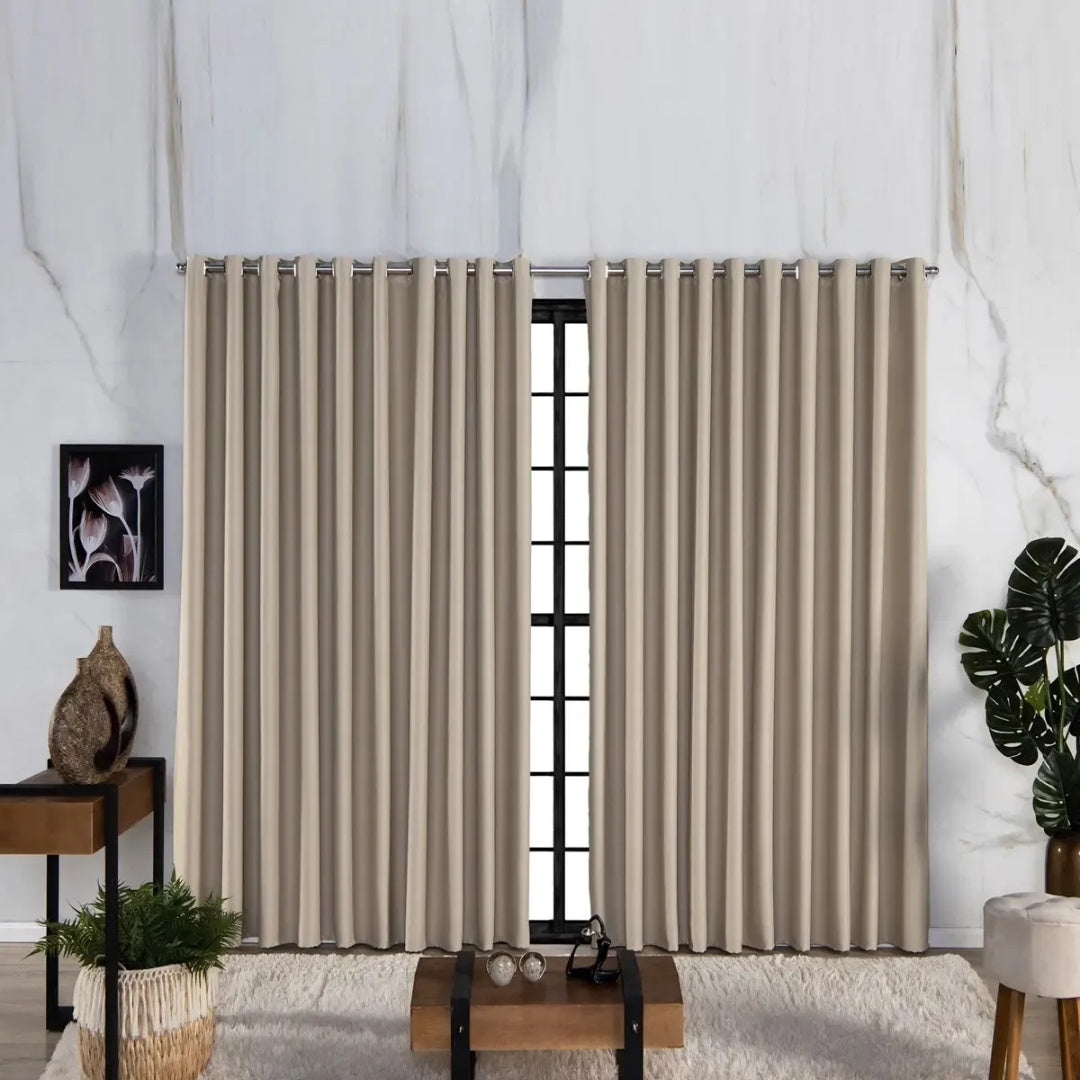 Cortina De Luxo Blackout Premium 4,00 X 2,30 Porta De Vidro Cor Palha