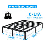 Estrutura De Cama Metal Casal C/espaço De Armazenamen 400kg