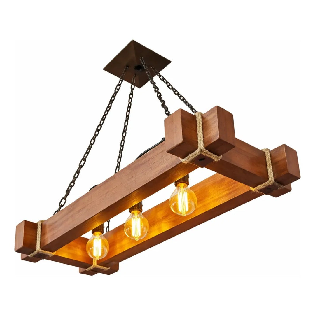 Luminária Pendente Caibro Melora Home Grande Retangular 3 Lâmpadas – Estilo Rústico e Sofisticação