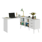 Escrivaninha Mesa De Estudos Canto 3 Gavetas Lisboa Melora Home B Cor Branco