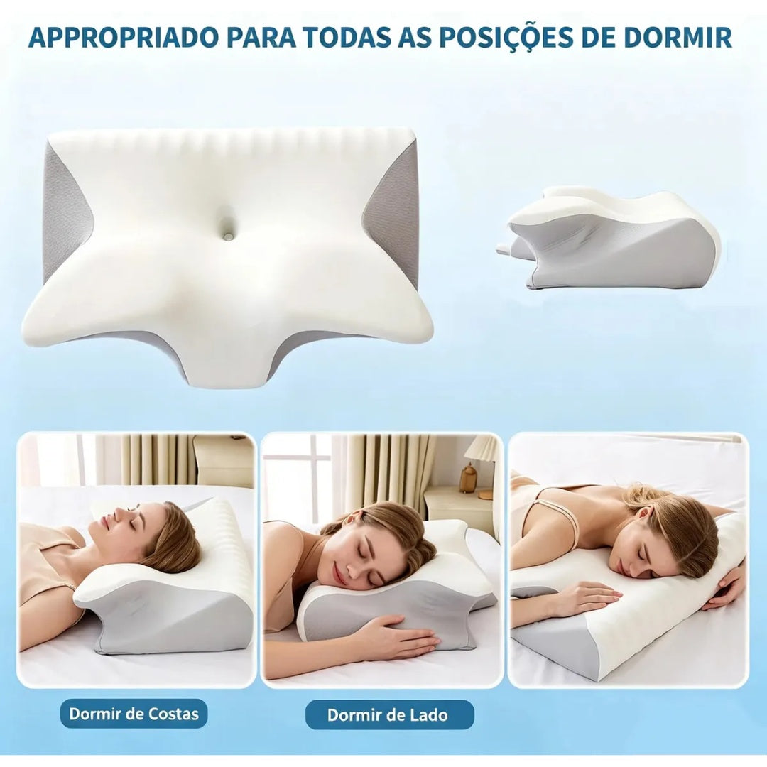 Travesseiro Cervical Ortopedico Magnetico Wing Pillow Comfort Anti Apneia Ronco Ortopedico Infravermelho Apneia Travesseiro Removível Lavávelcinza Alivio Dores No Pescoço Ombros E Coluna