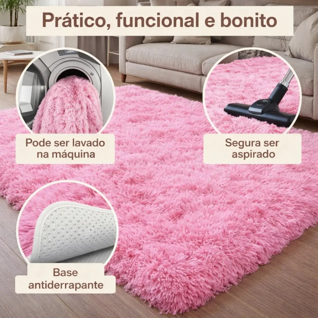 Tapete Grande 3,00x2,00 Peludo Felpudo Sala E Quarto Luxo Melora Home