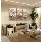 Quadros Decorativos Floral Moderno Orquidea Brancas Douradas