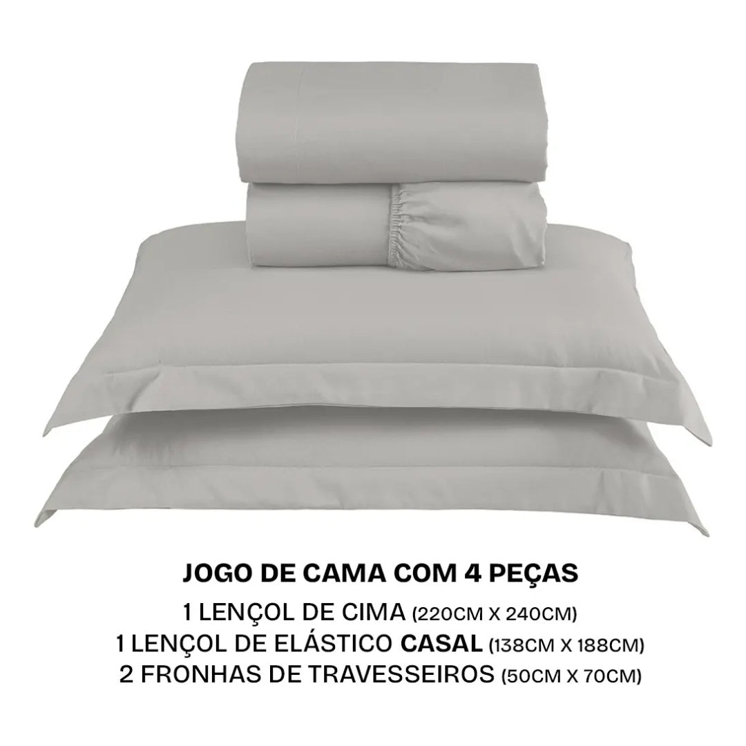 Jogo de Cama Casal Percal 300 Fios – 100% Algodão | Melora Home