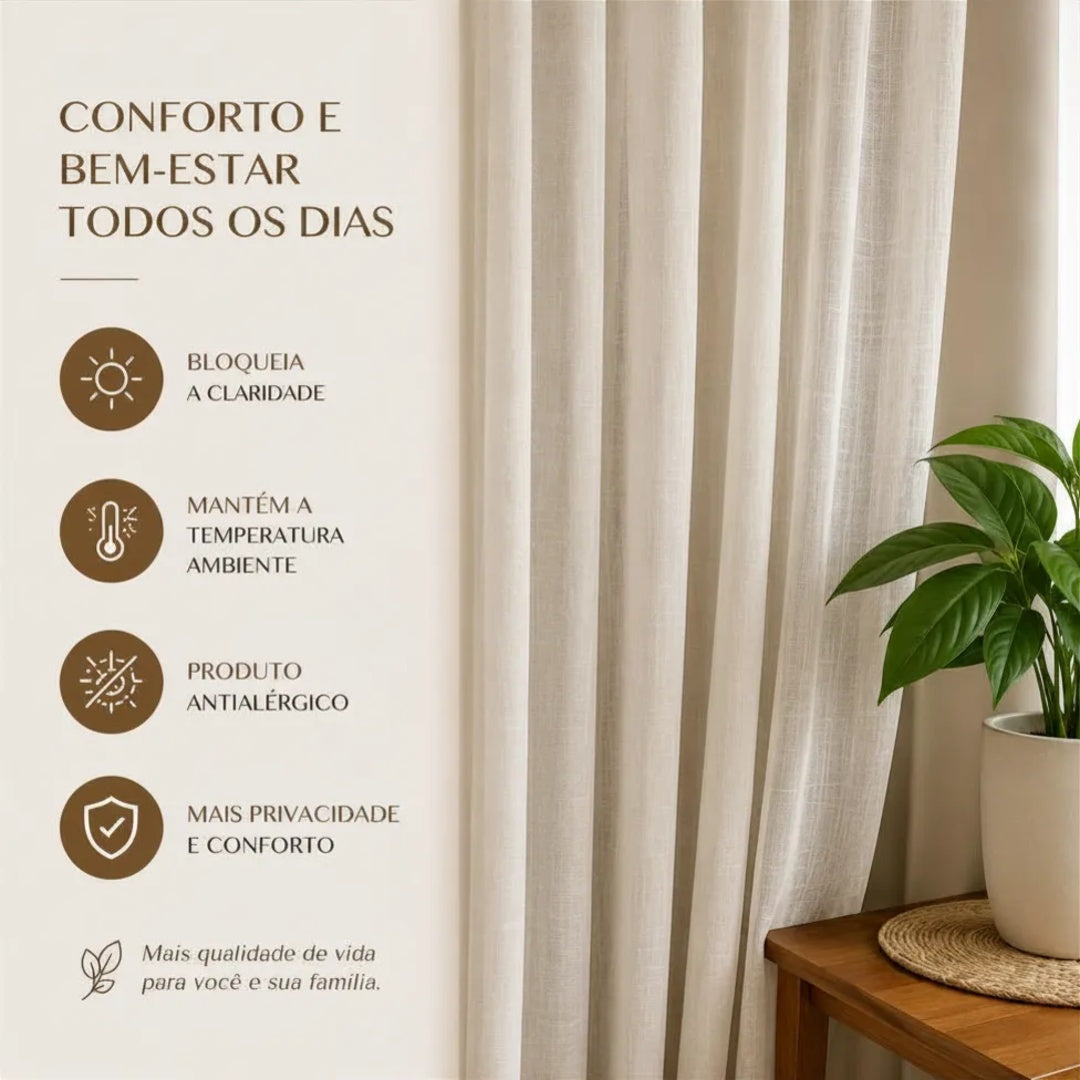 Cortina Voil Flame Linho Com Blackout 6,0 X 2,80 Metros Luxo