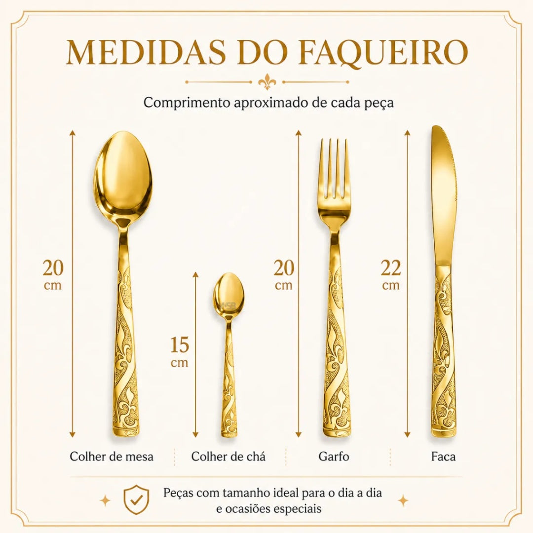 Kit Faqueiro Jogo De Talheres 24 Peças Luxo Maleta Gourmet