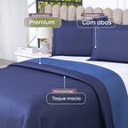 Kit Colcha Cobre Leito Casal Queen 3 Pçs Dupla Face 200 Fios