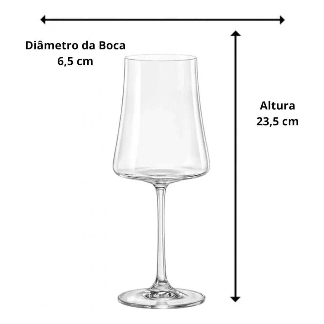 Jogo 6 Taças De Vinho Cristal Melora Home 360ml Designer Elegante