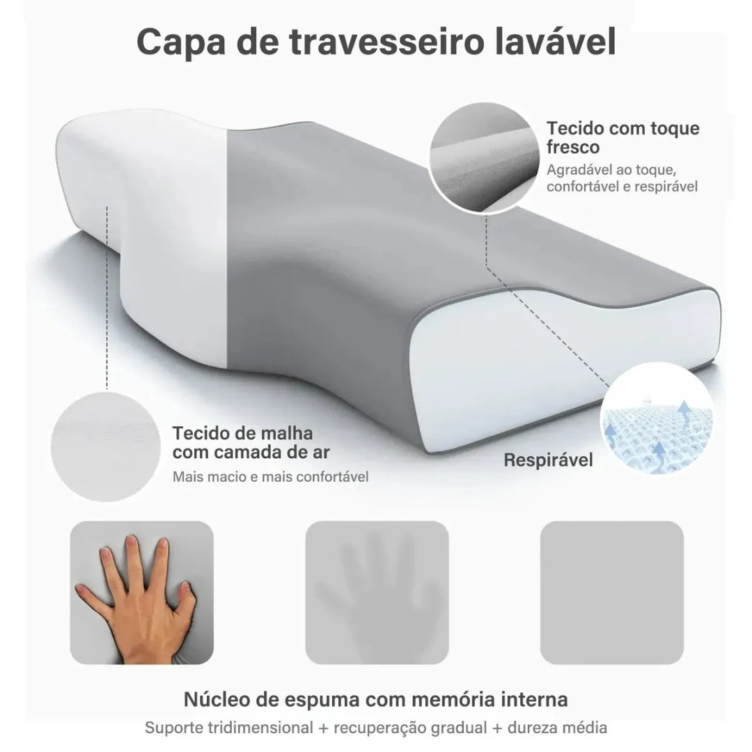 Travesseiro Cervical Ortopédico Viscoelástico 50 × 30 × 10 cm | Melora Home