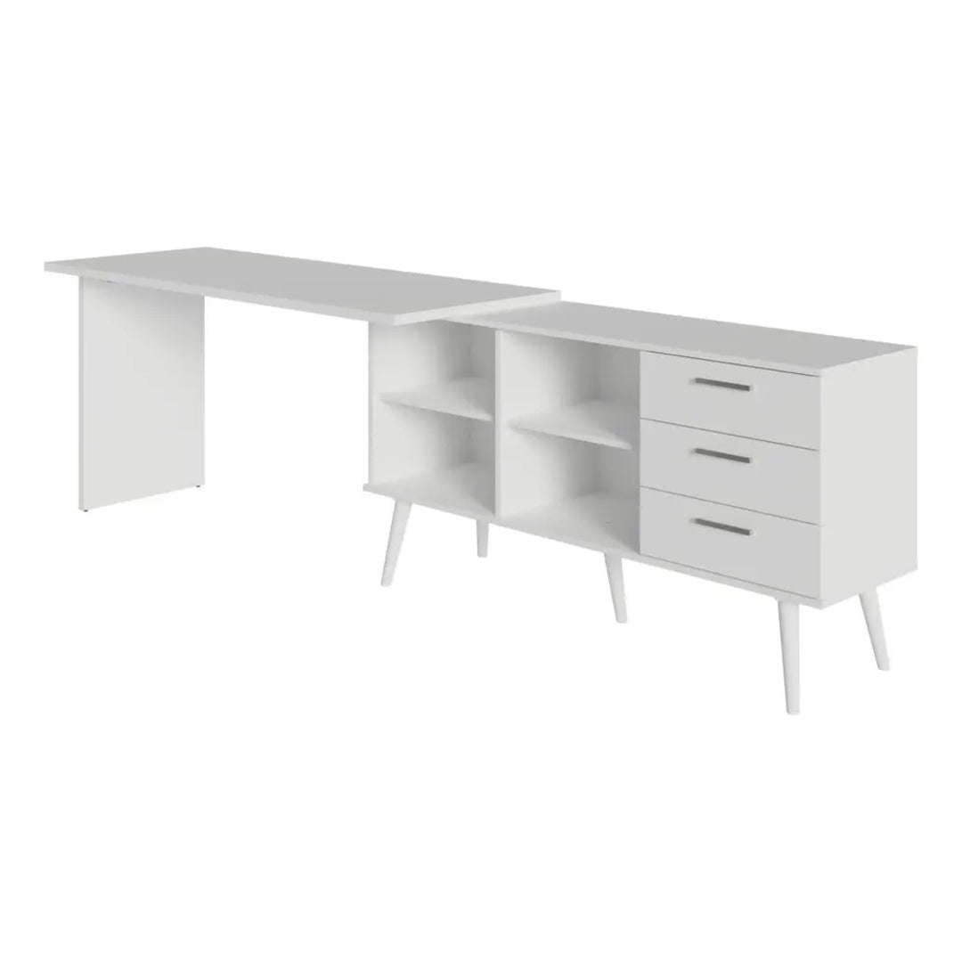 Escrivaninha Mesa De Estudos Canto 3 Gavetas Lisboa Melora Home B Cor Branco