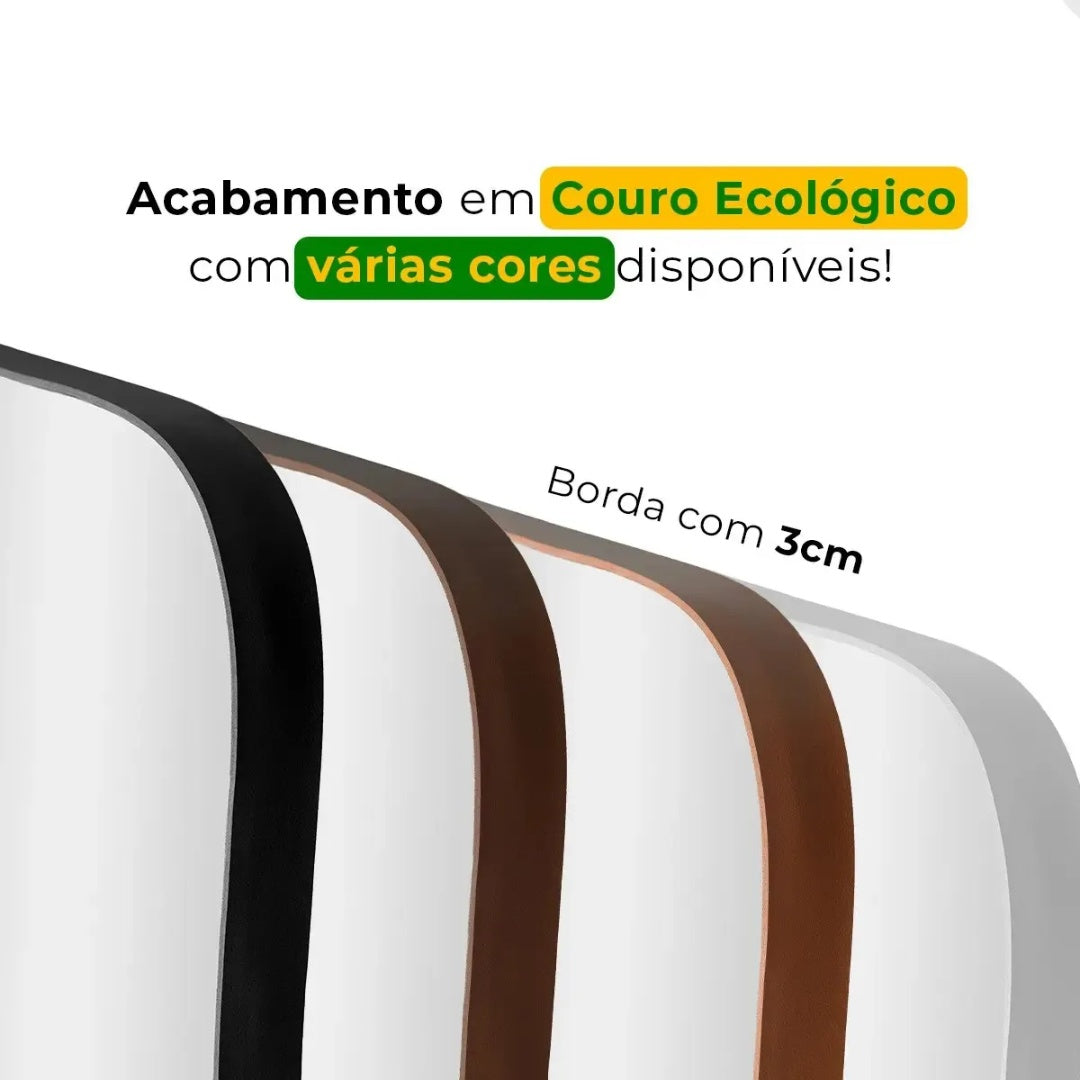 Espelho Orgânico Grande Corpo Inteiro 170x70 Couro Mod Flame Moldura Gelo
