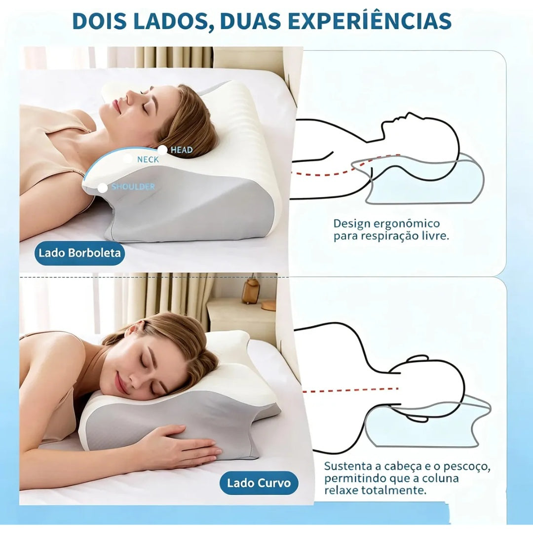 Travesseiro Cervical Ortopedico Magnetico Wing Pillow Comfort Anti Apneia Ronco Ortopedico Infravermelho Apneia Travesseiro Removível Lavávelcinza Alivio Dores No Pescoço Ombros E Coluna