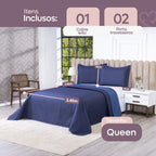Kit Colcha Cobre Leito Casal Queen 3 Pçs Dupla Face 200 Fios