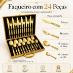 Kit Faqueiro Jogo De Talheres 24 Peças Luxo Maleta Gourmet