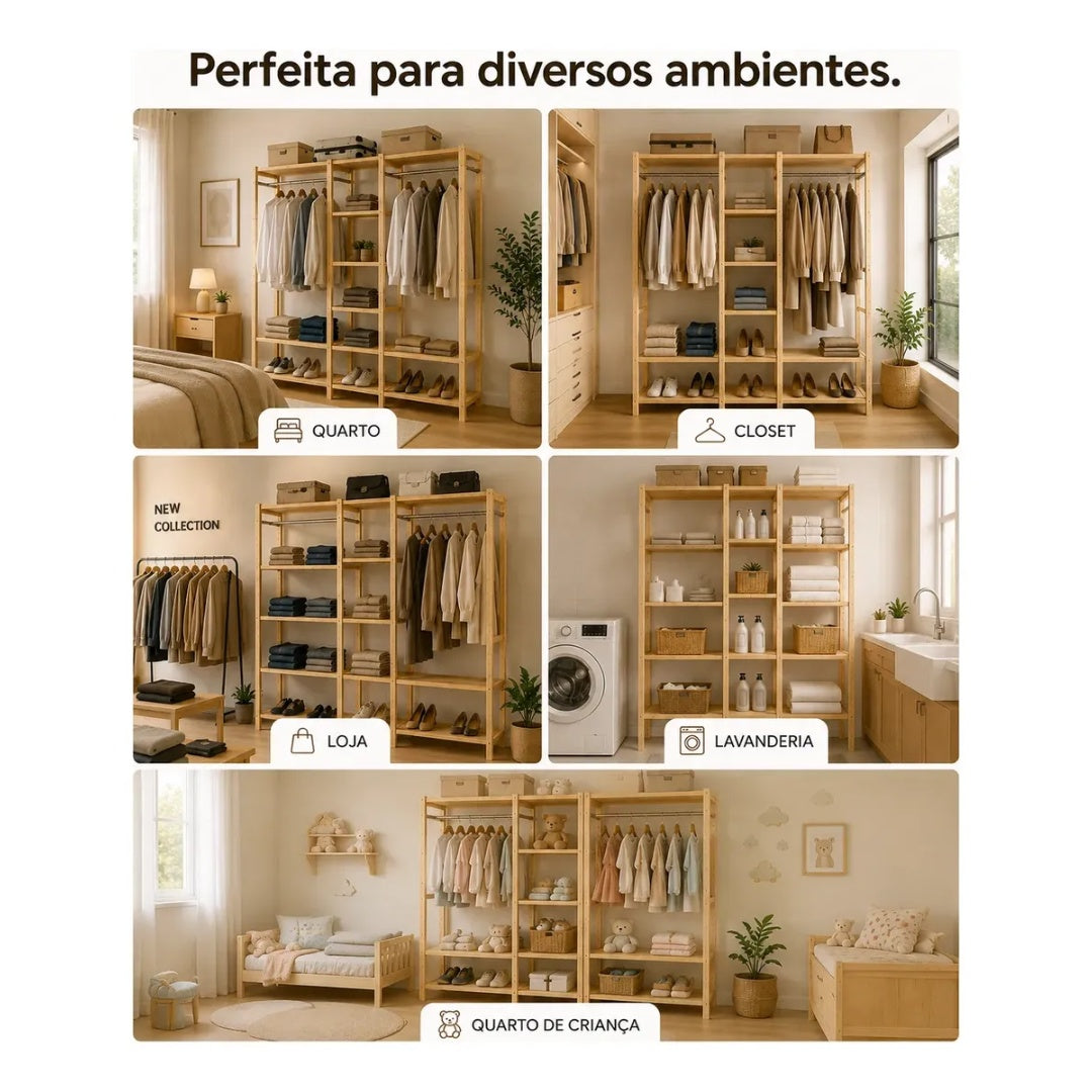 Estante Prateleira Madeira Quarto Closet Pinus Melora Home