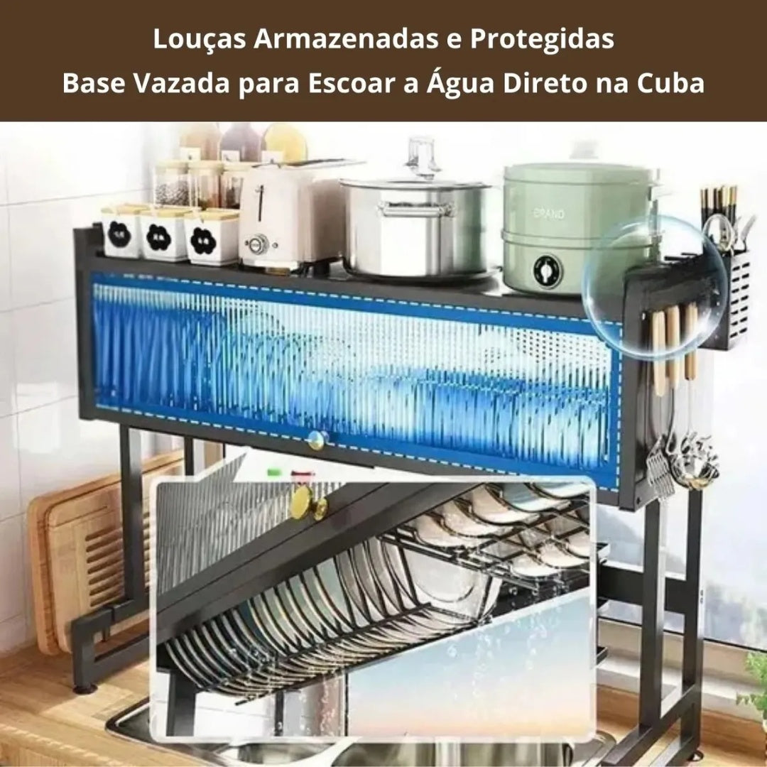 Escorredor Suspenso Melora Home em Aço Carbono com Armário – Organização, Espaço e Praticidade