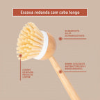 Kit De Limpeza Multiuso 8 em 1 Bambu Melora Home Escovas Rodo Pá