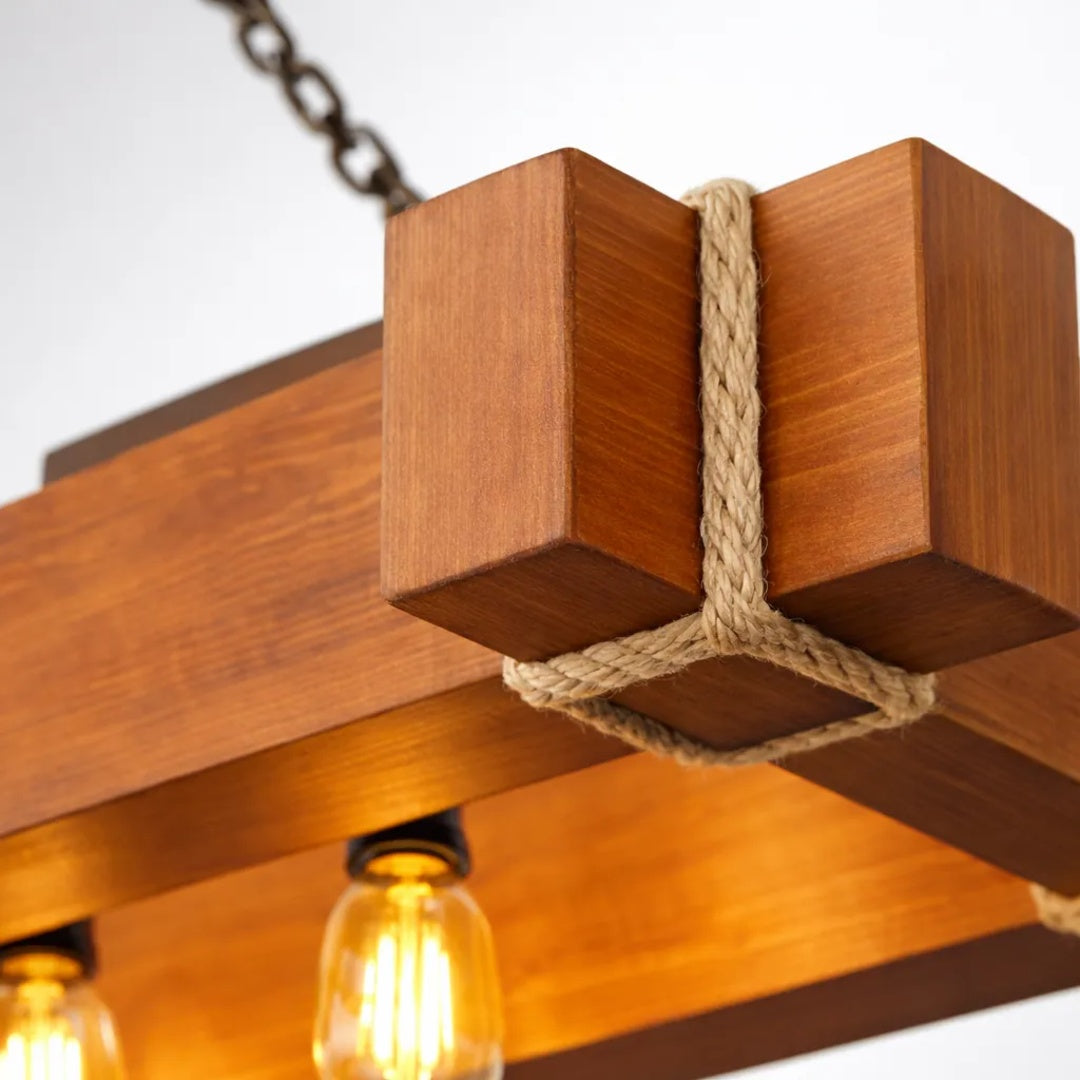 Luminária Pendente Caibro Melora Home Grande Retangular 3 Lâmpadas – Estilo Rústico e Sofisticação