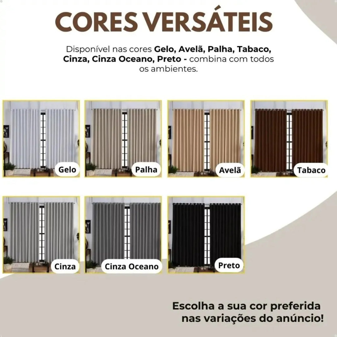 Cortina De Luxo Blackout Premium 4,00 X 2,30 Porta De Vidro Cor Palha