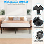 Estrutura De Cama Metal Casal C/espaço De Armazenamen 400kg