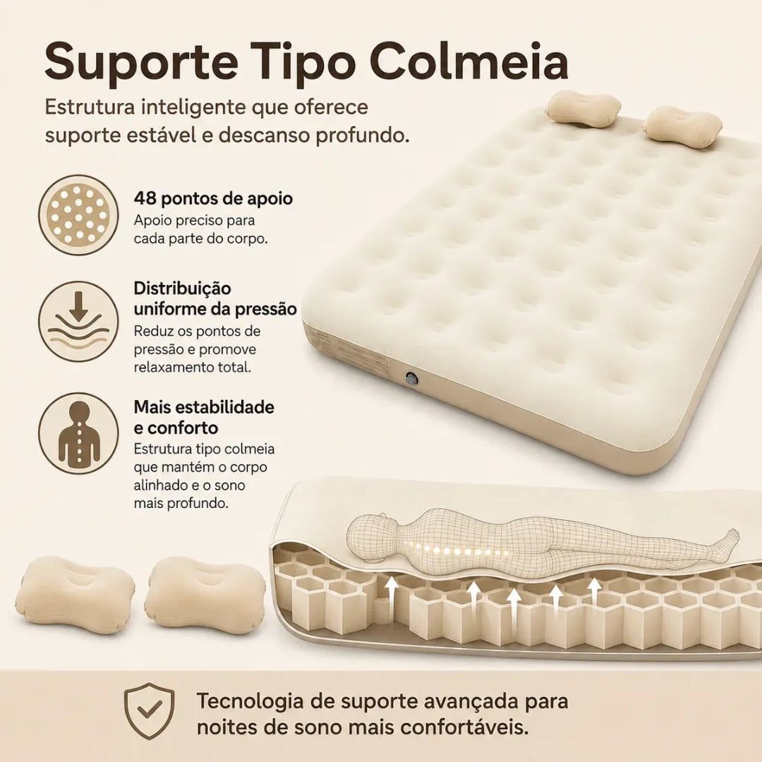 Colchão Inflável Queen Para Camping Super Resistente 300kg