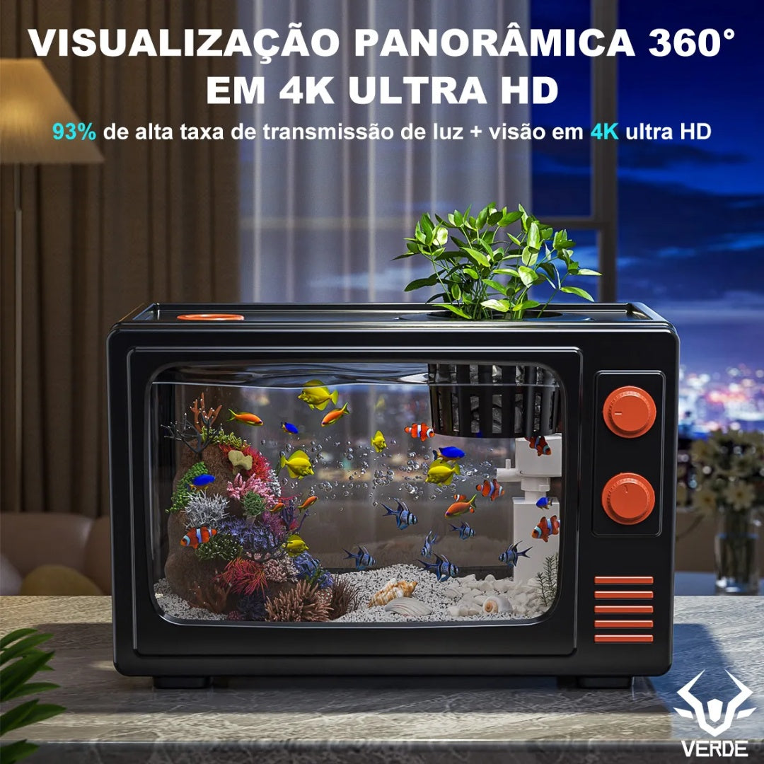 Kit Aquário Betta 31x20x21cm 13l C/ Bomba De Ar+led+itens