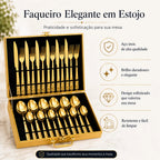 Kit Faqueiro Jogo De Talheres 24 Peças Luxo Maleta Gourmet
