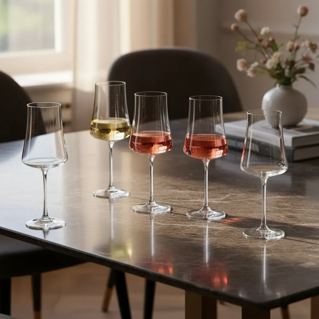 Jogo 6 Taças De Vinho Cristal Melora Home 360ml Designer Elegante