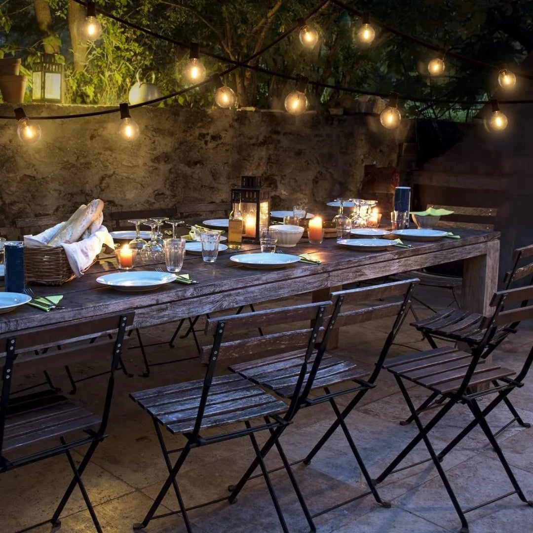 Varal De Luzes Led 30m Com 50 Lâmpada Externo Cordão Festão