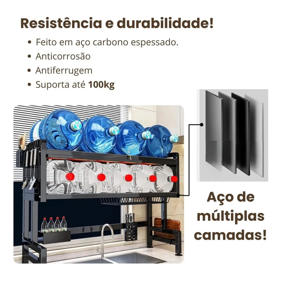 Escorredor Suspenso Melora Home em Aço Carbono com Armário – Organização, Espaço e Praticidade