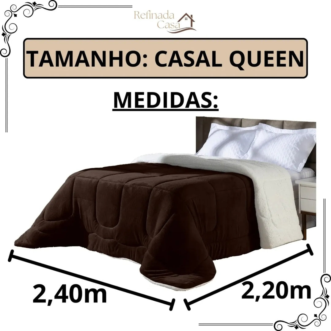Edredom Casal Queen Manta Pele Lã Carneiro Grosso Quentinho