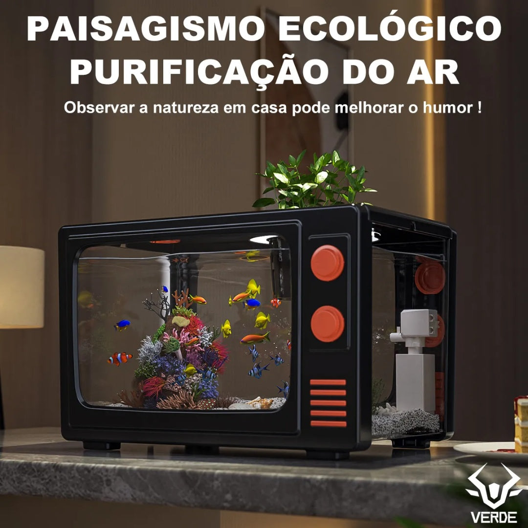 Kit Aquário Betta 31x20x21cm 13l C/ Bomba De Ar+led+itens