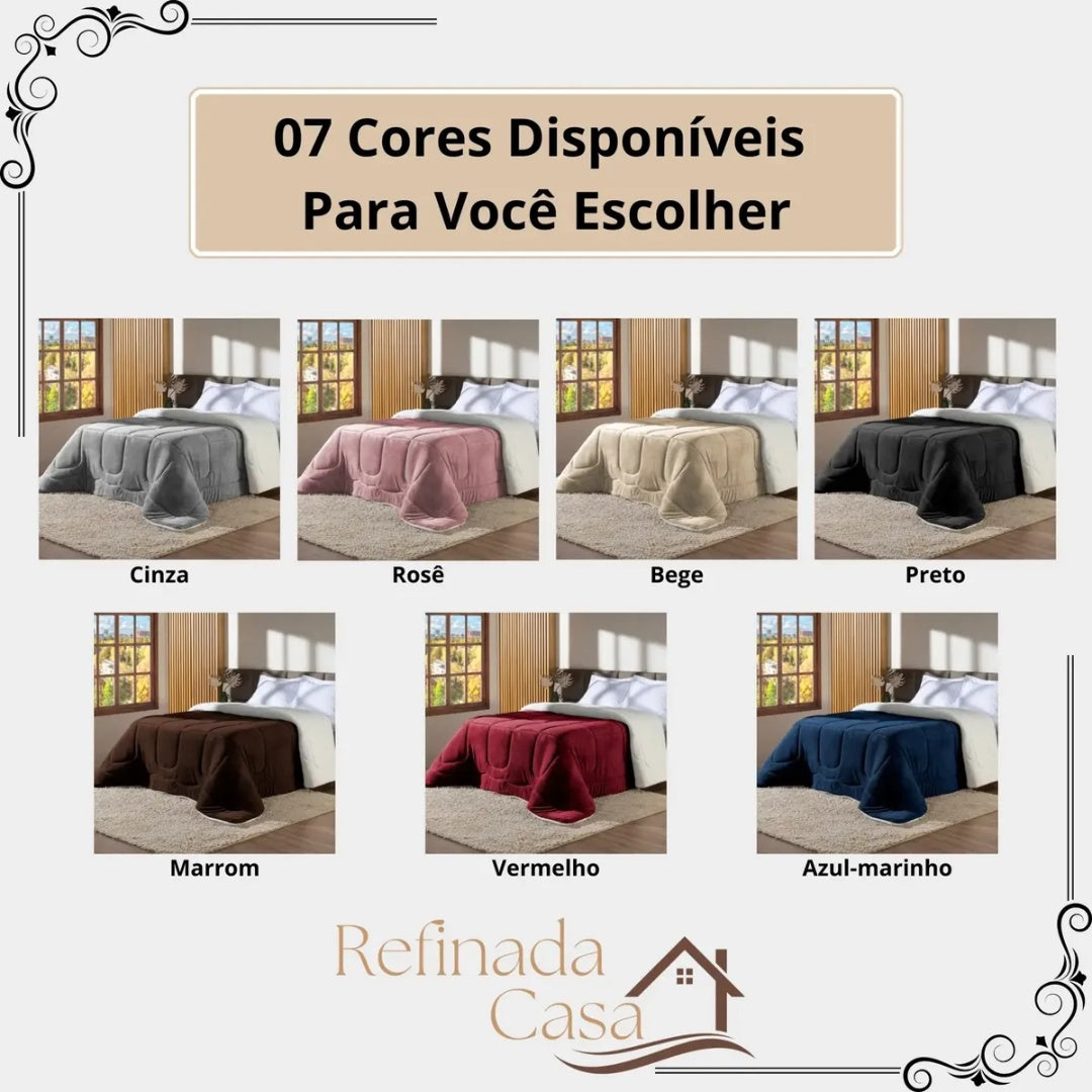 Edredom Casal Queen Manta Pele Lã Carneiro Grosso Quentinho
