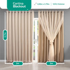 Cortina de Blackout com Voil Liso para varão simples - 4,00 x 2,70