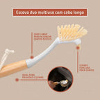 Kit De Limpeza Multiuso 8 em 1 Bambu Melora Home Escovas Rodo Pá