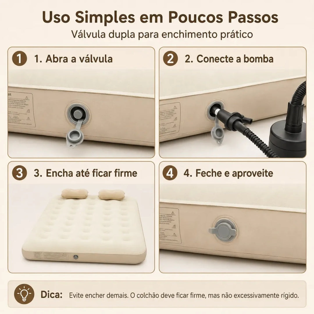 Colchão Inflável Queen Para Camping Super Resistente 300kg