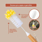 Kit De Limpeza Multiuso 8 em 1 Bambu Melora Home Escovas Rodo Pá