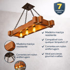 Luminária Pendente Caibro Melora Home Grande Retangular 3 Lâmpadas – Estilo Rústico e Sofisticação