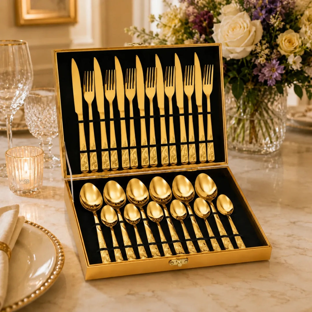 Kit Faqueiro Jogo De Talheres 24 Peças Luxo Maleta Gourmet