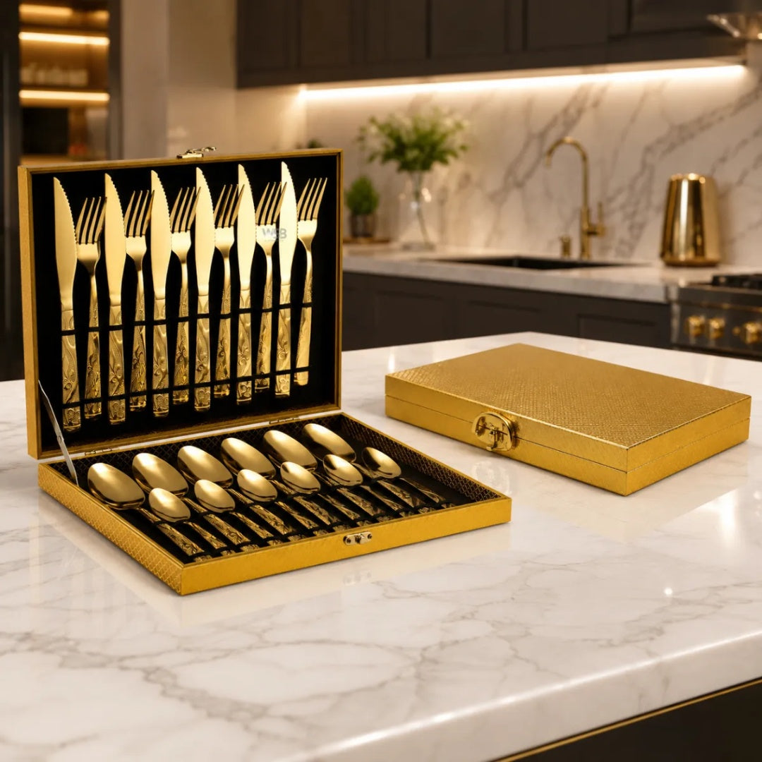 Kit Faqueiro Jogo De Talheres 24 Peças Luxo Maleta Gourmet