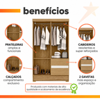 Guarda Roupas Solteiro 4 Portas 2 Gavetas Atacama / Off White Coimbra Aramóveis