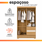 Guarda Roupas Solteiro 4 Portas 2 Gavetas Atacama / Off White Coimbra Aramóveis