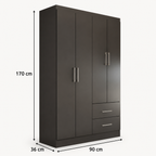 Guarda roupa Solteiro Paraná 4 Portas 2 Gavetas Preto
