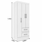 Guarda-Roupa Solteiro Nobre 3 Portas e 2 Gavetas – Branco